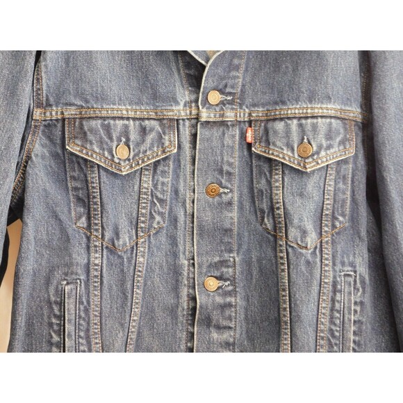 Men Levi Strauss & Co Denim Jacket Biker Blue Cotton Button Breathable Size XL - Picture 7 of 10